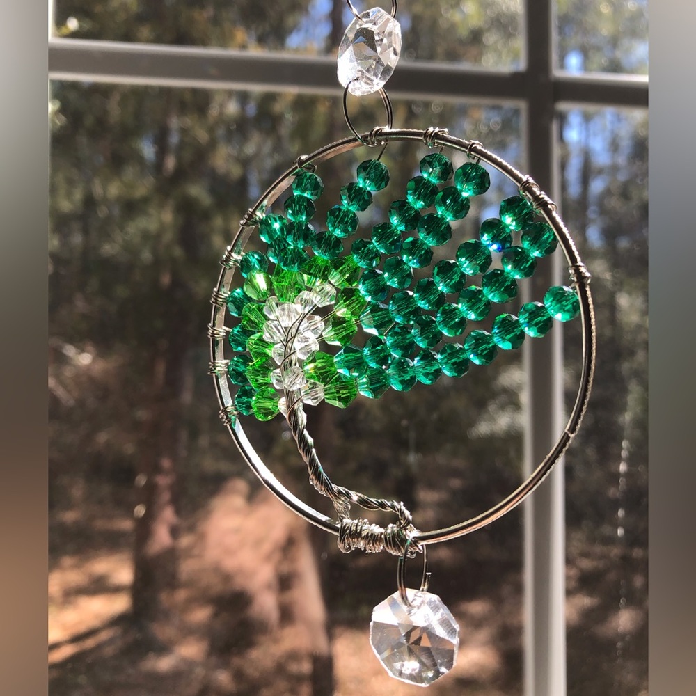 Gorgeous Green Crystal Tree of Life Sun Catcher
